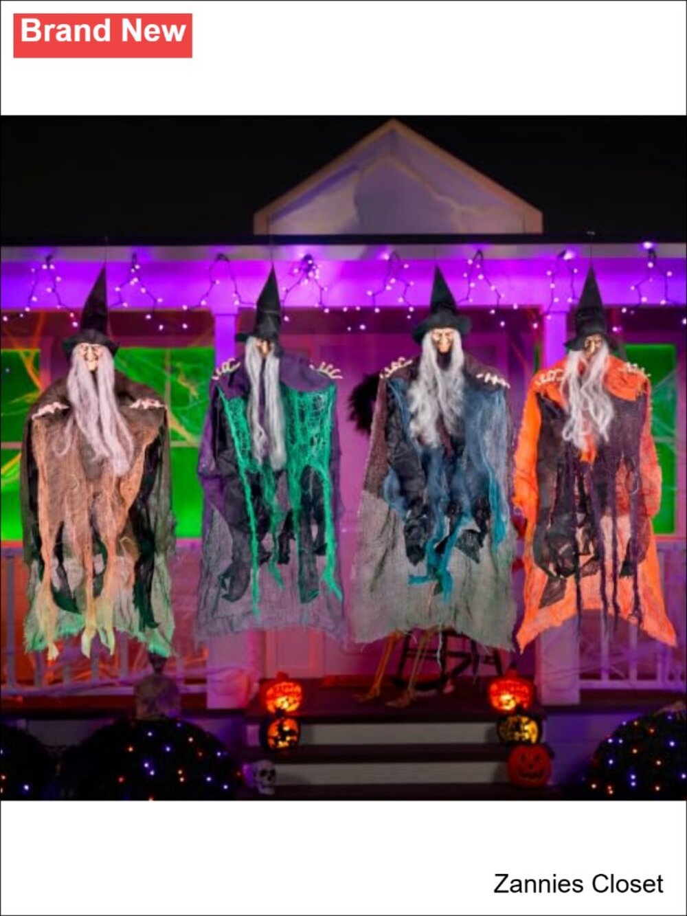 👻 JOYIN 4 Pcs Hanging Witch Halloween Decorations Outdoor Indoor Flying - Picture 3 of 6
